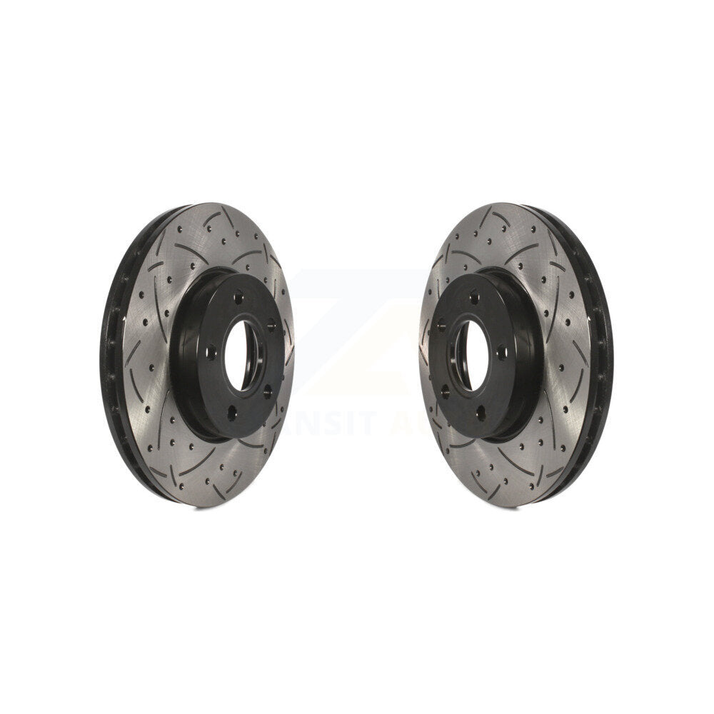 Coated Drilled Slotted Disc Brake Rotors Front Pair For Ford Focus C-Max