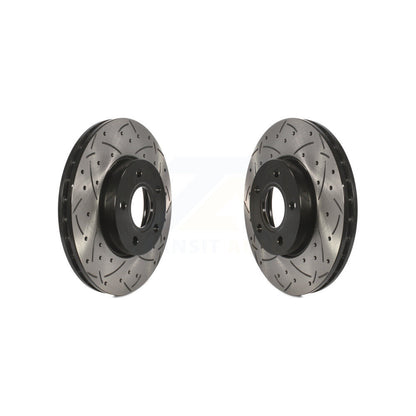 Coated Drilled Slotted Disc Brake Rotors Front Pair For Ford Focus C-Max