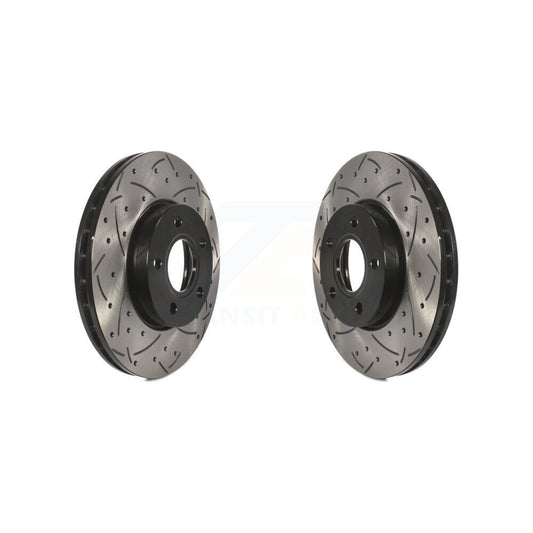 Coated Drilled Slotted Disc Brake Rotors Front Pair For Ford Focus C-Max