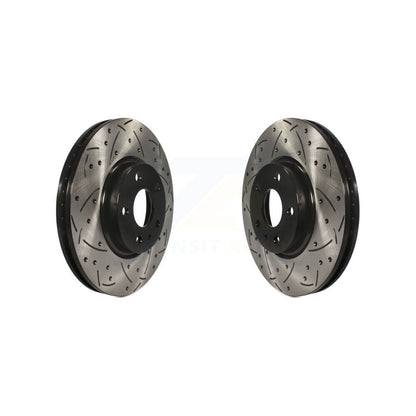 Coated Drilled Slotted Disc Brake Rotors Front Pair For Ford Fusion Lincoln MKZ