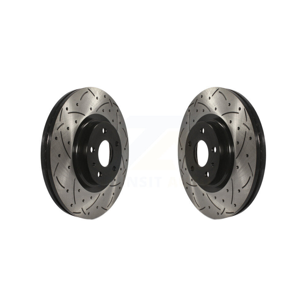 Coated Drilled Slotted Disc Brake Rotors Front Pair For Ford Fusion Lincoln MKZ