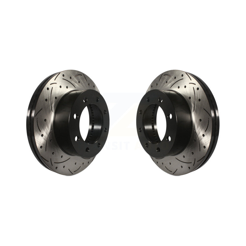 Drilled Slot Disc Brake Rotors Front Pair For Ford F-350 Super Duty F-250 F-450
