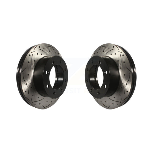 Drilled Slot Disc Brake Rotors Front Pair For Ford F-350 Super Duty F-250 F-450