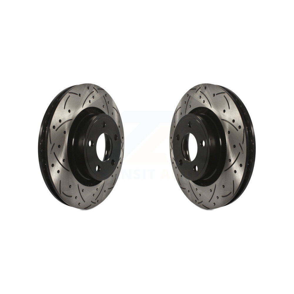 Coated Drilled Slotted Disc Brake Rotors Front Pair For Ford Mustang