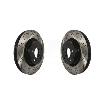 Coated Drilled Slotted Disc Brake Rotors Front Pair For Ford Mustang
