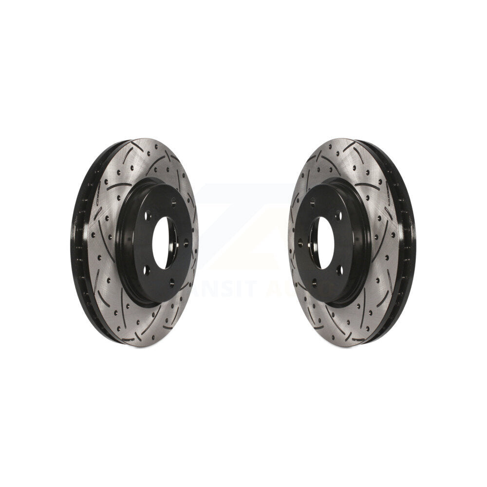 Coat Drill Slot Disc Brake Rotors Front Pair For Mitsubishi Lancer Dodge Caliber