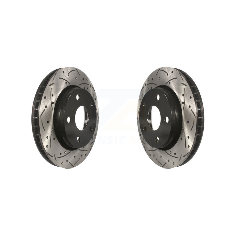 Coated Drilled Slotted Disc Brake Rotors Front Pair For Jeep Wrangler JK
