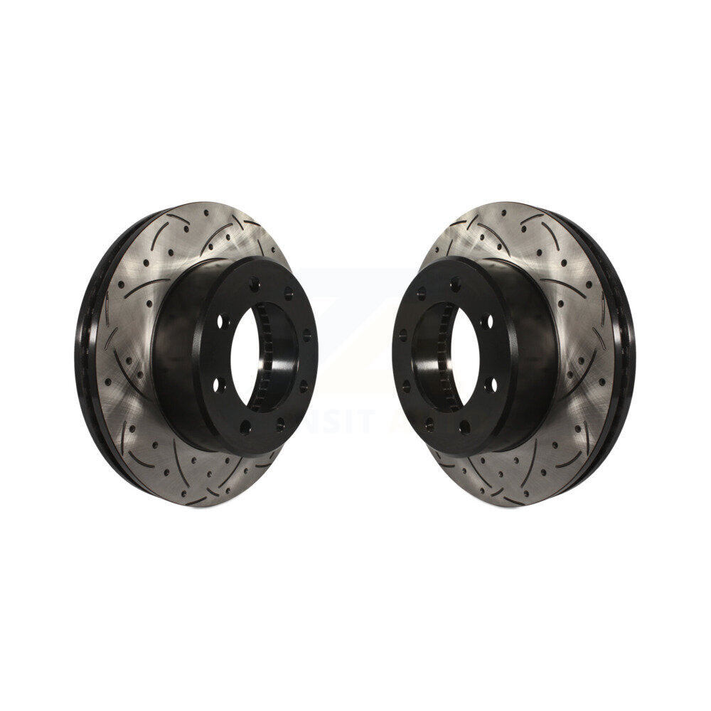 Coated Drilled Slotted Disc Brake Rotors Front Pair For Ram 2500 3500 1500 Dodge