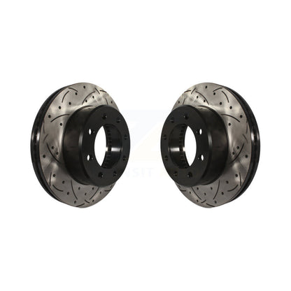 Coated Drilled Slotted Disc Brake Rotors Front Pair For Ram 2500 3500 1500 Dodge