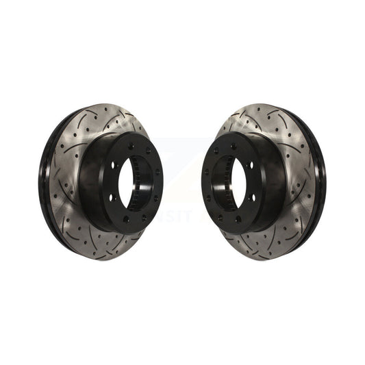 Coated Drilled Slotted Disc Brake Rotors Front Pair For Ram 2500 3500 1500 Dodge