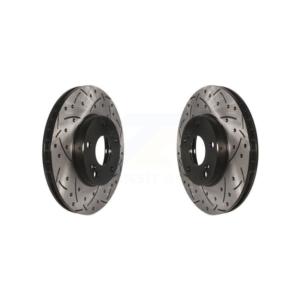 Drilled Slot Brake Rotor Front Pair For Honda Civic Accord Acura Fit CSX Element