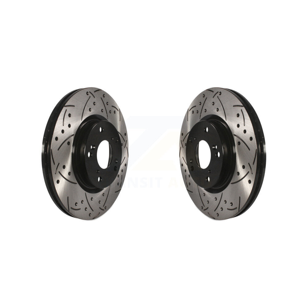 Drilled Slot Disc Brake Rotors Front Pair For Honda Civic Acura CR-V CSX ILX RSX