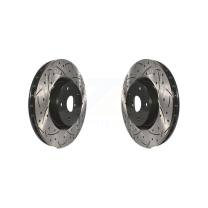 Coated Drilled Slotted Disc Brake Rotors Front Pair For Subaru Impreza WRX STI