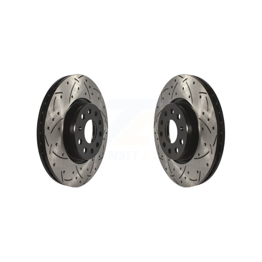 Drilled Slot Brake Rotor Front Pair For Volkswagen Jetta Tiguan Audi Taos Passat