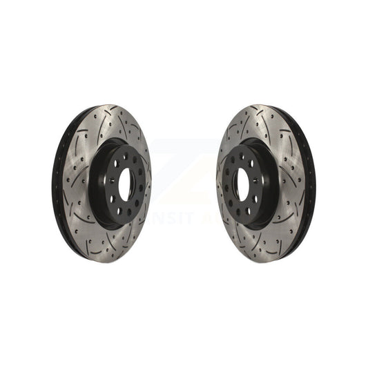Drilled Slot Brake Rotor Front Pair For Volkswagen Jetta Tiguan Audi Taos Passat