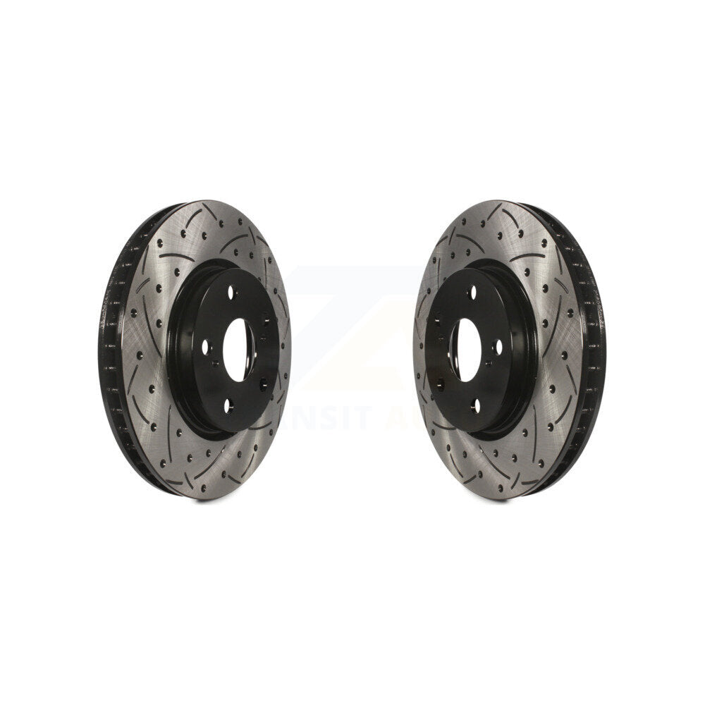 Coated Drilled Slotted Disc Brake Rotors Front Pair For Lexus IS250