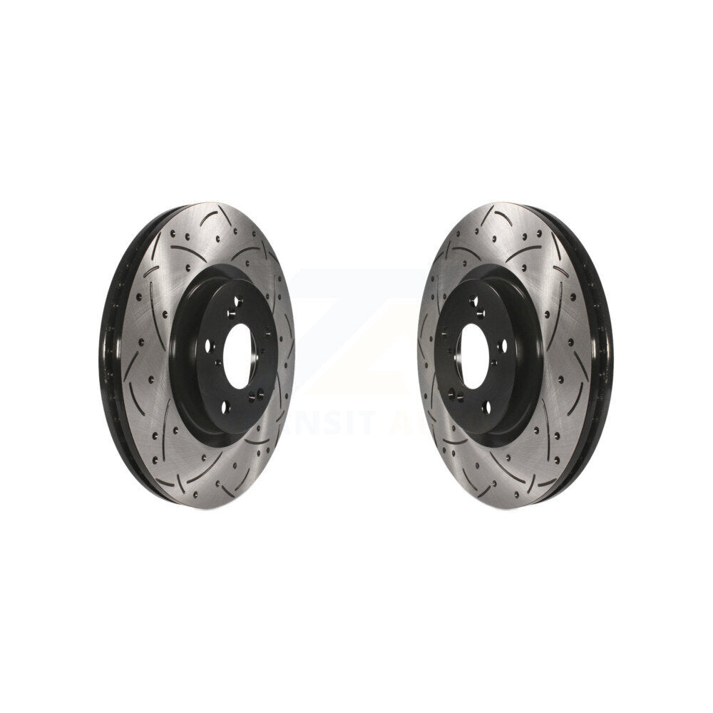 Coated Drill Slot Disc Brake Rotors Front Pair For Honda Pilot Acura MDX RLX ZDX