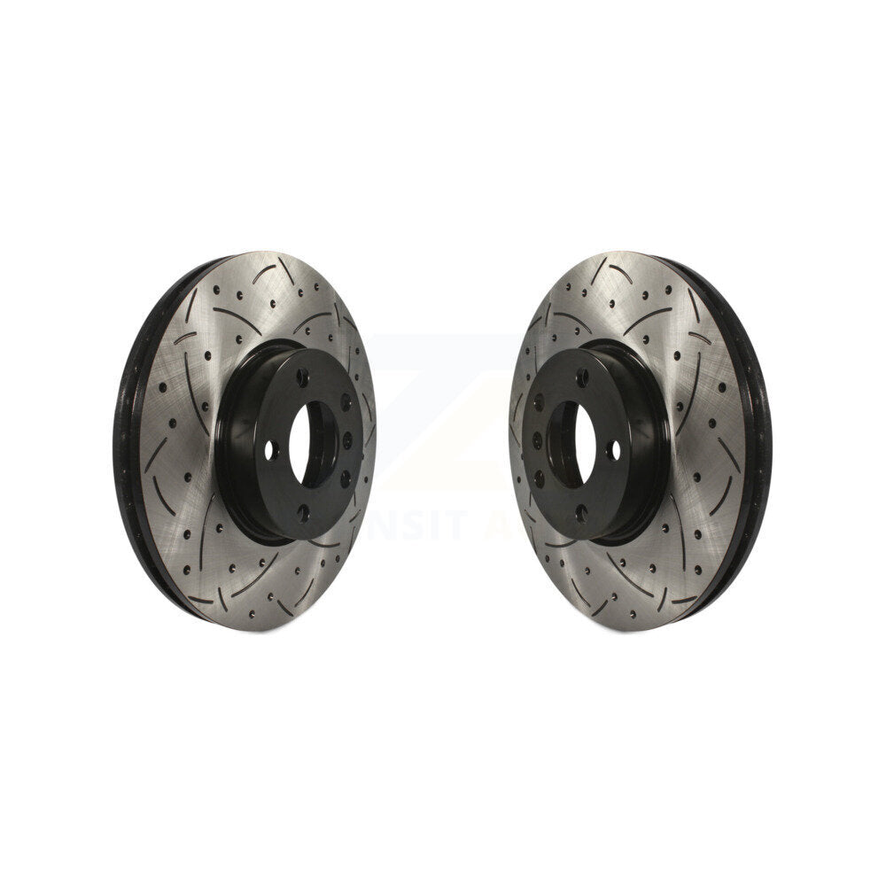 Coated Drilled Slotted Disc Brake Rotors Front Pair For BMW X5 X6