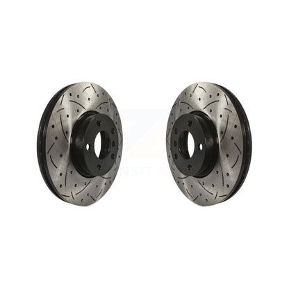 Coated Drilled Slotted Disc Brake Rotors Front Pair For BMW X5 X6