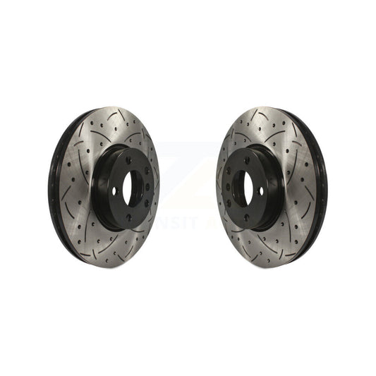 Coated Drilled Slotted Disc Brake Rotors Front Pair For BMW X5 X6