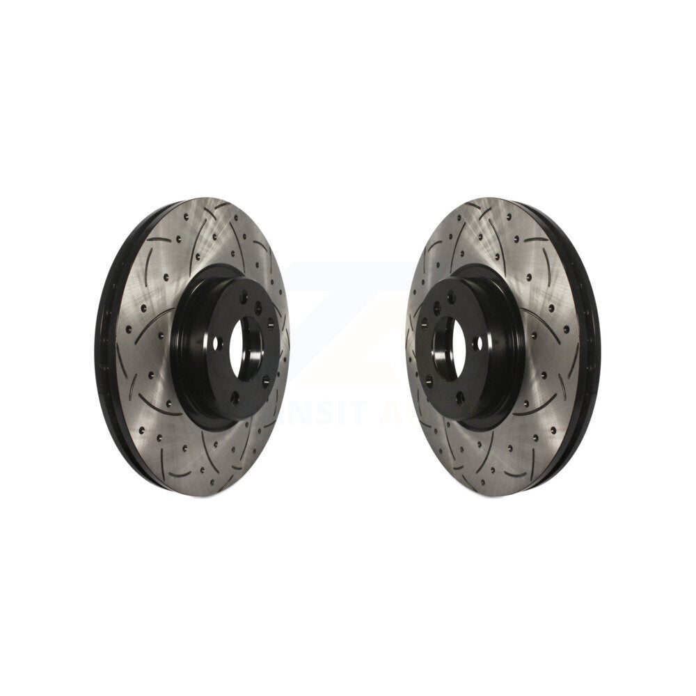 Coated Drilled Slotted Disc Brake Rotors Front Pair For BMW X5 X6