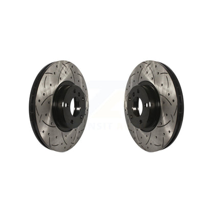 Coated Drilled Slotted Disc Brake Rotors Front Pair For BMW X5 X6