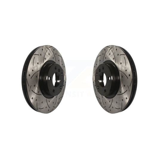 Coated Drilled Slotted Disc Brake Rotors Front Pair For BMW X5 X6