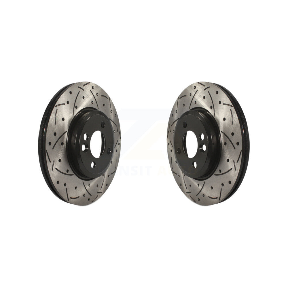 Coated Drilled Slotted Disc Brake Rotors Front Pair For Mini Cooper Countryman
