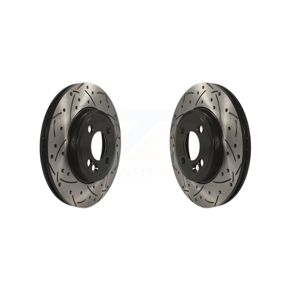 Coated Drilled Slotted Disc Brake Rotors Front Pair For Mini Cooper
