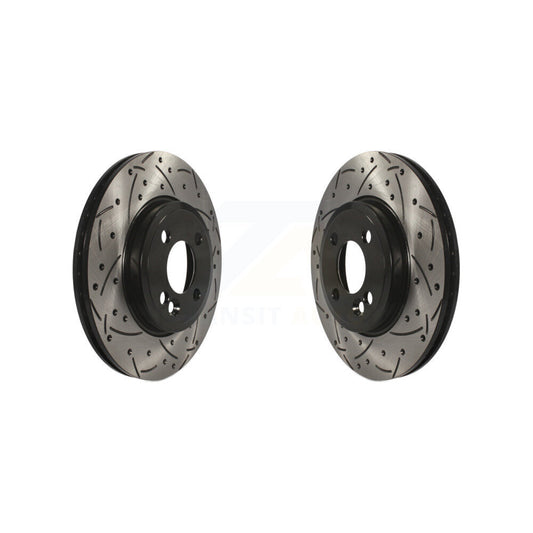 Coated Drilled Slotted Disc Brake Rotors Front Pair For Mini Cooper