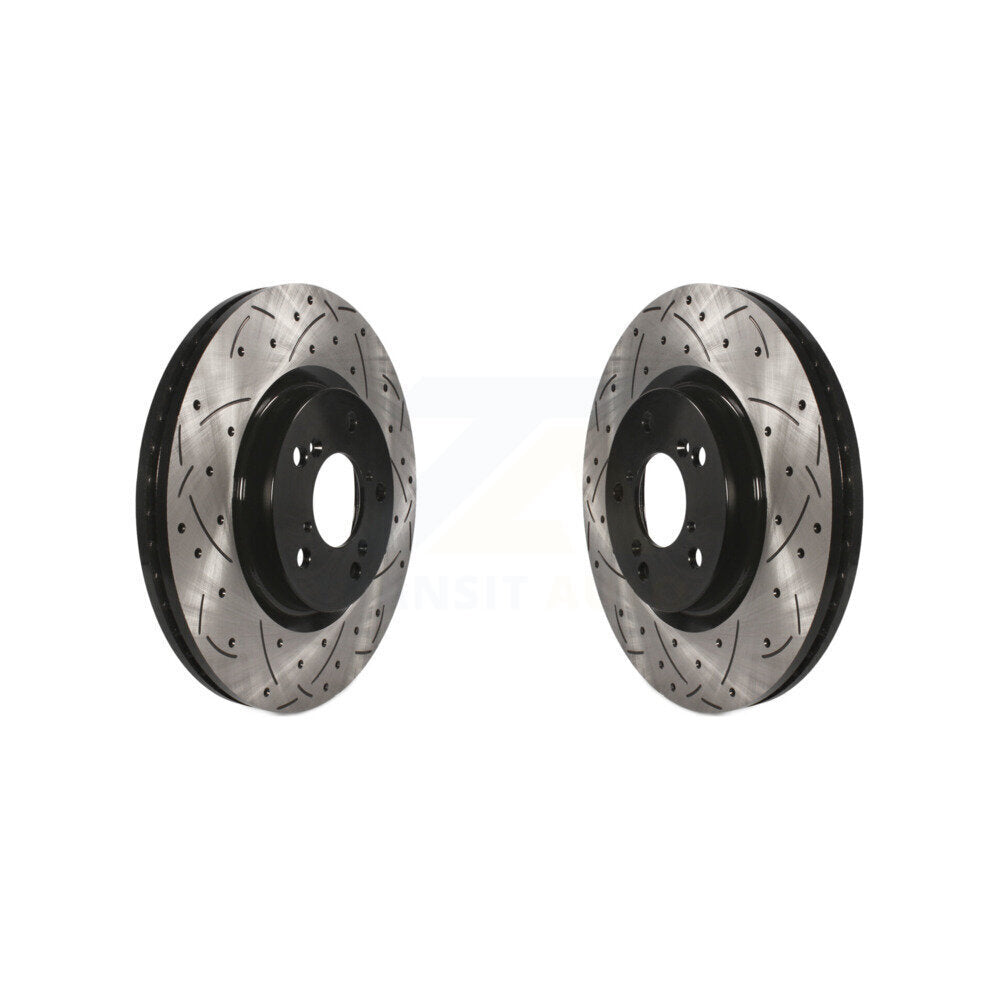 Coated Drilled Slotted Disc Brake Rotors Front Pair For Honda Odyssey Acura TL