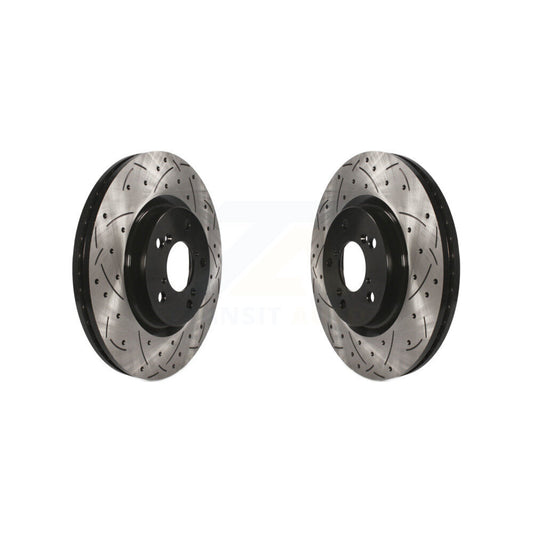 Coated Drilled Slotted Disc Brake Rotors Front Pair For Honda Odyssey Acura TL