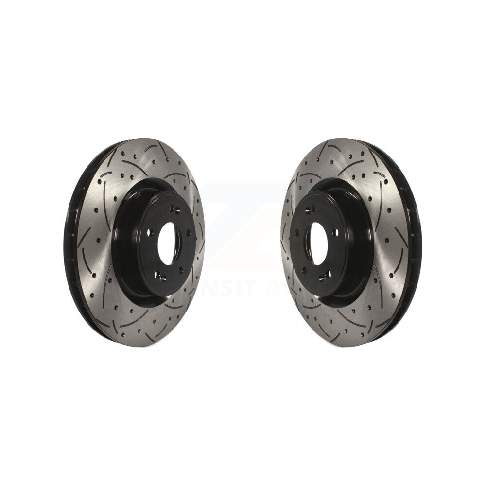 Coated Drilled Slotted Disc Brake Rotors Front Pair For Hyundai Genesis Coupe