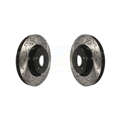 Coated Drilled Slotted Disc Brake Rotors Front Pair For Hyundai Genesis Coupe