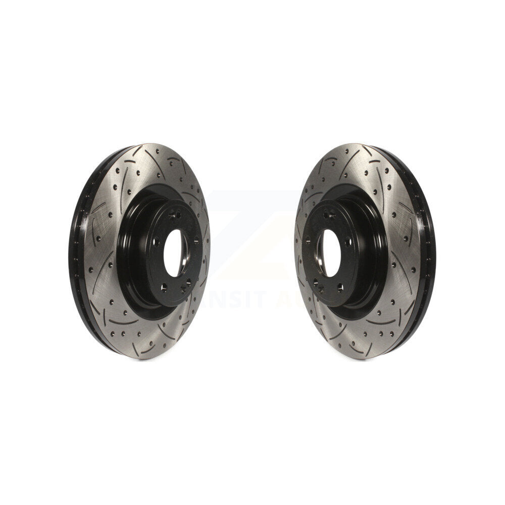 Coated Drilled Slotted Disc Brake Rotors Front Pair For Hyundai Genesis Coupe