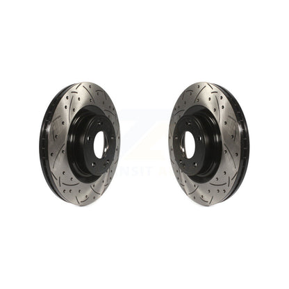 Coated Drilled Slotted Disc Brake Rotors Front Pair For Hyundai Genesis Coupe