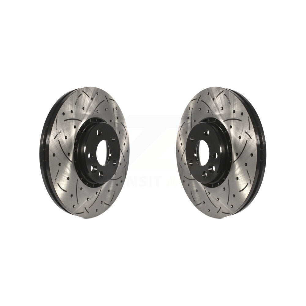 Coated Drilled Slotted Disc Brake Rotors Front Pair For Volvo XC60