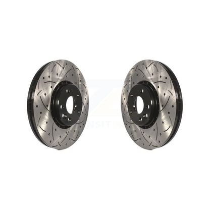 Coated Drilled Slotted Disc Brake Rotors Front Pair For Volvo XC60