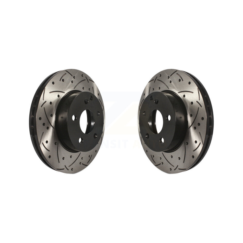 Coated Drilled Slot Disc Brake Rotor Front Pair For Mercedes-Benz C300 C250 C230