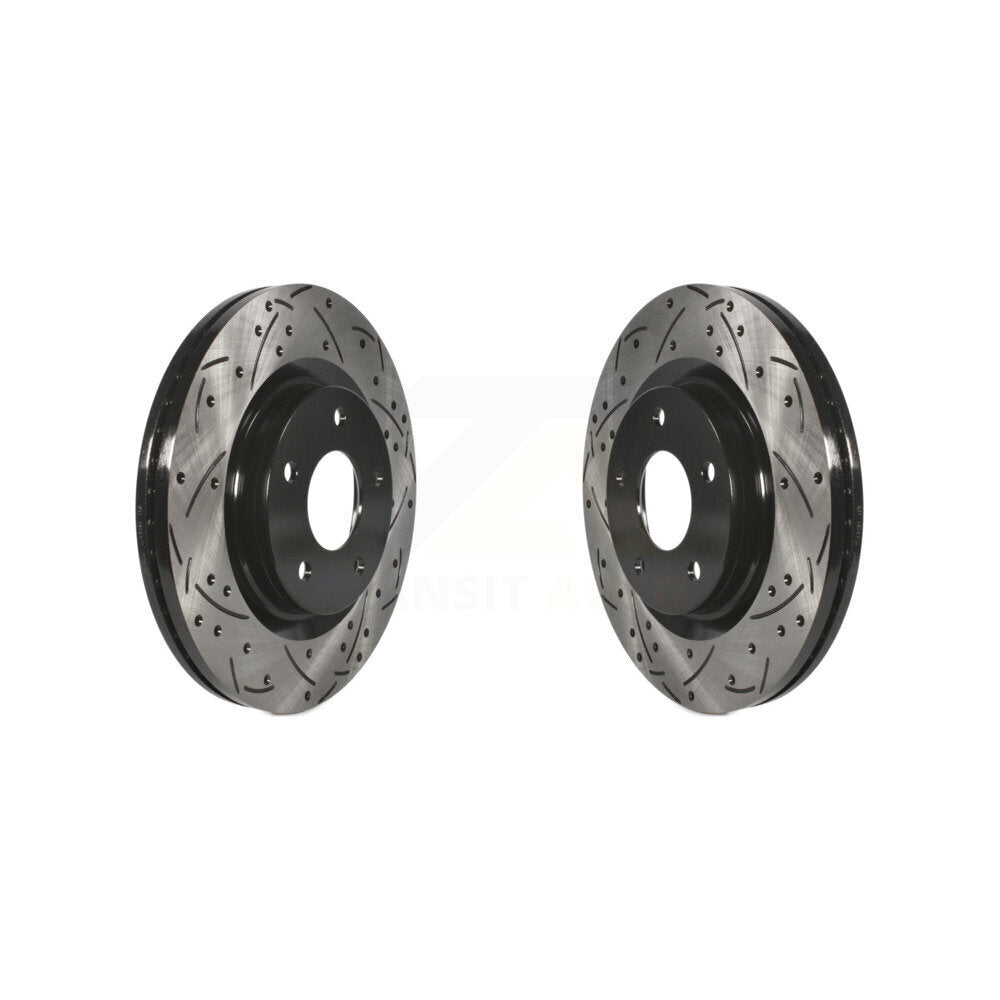 Coated Drilled Slotted Disc Brake Rotors Front Pair For Nissan Sentra Juke