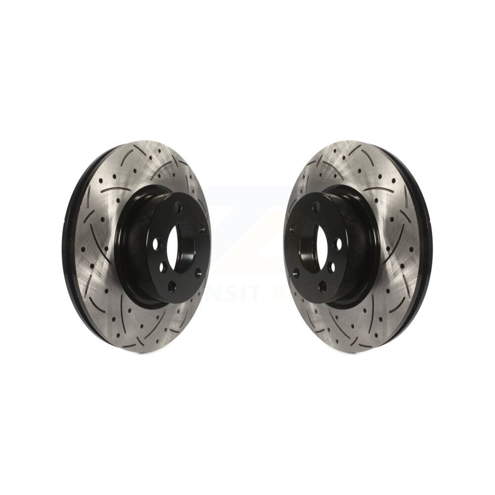Coated Drilled Slotted Disc Brake Rotors Front Pair For BMW X3 X4