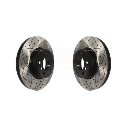 Coated Drilled Slotted Disc Brake Rotors Front Pair For BMW X3 X4