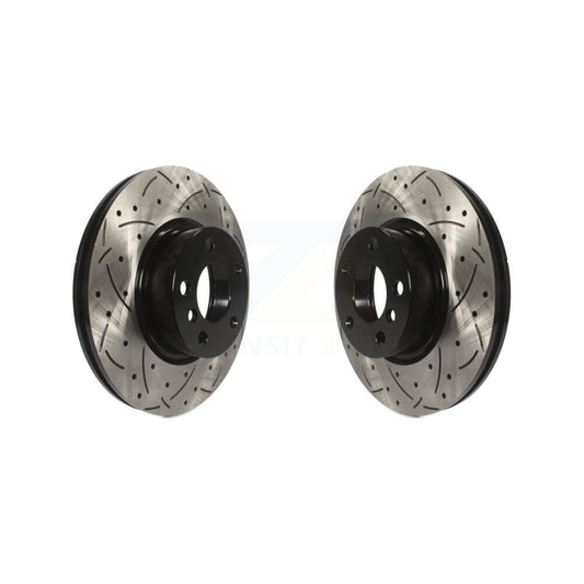 Coated Drilled Slotted Disc Brake Rotors Front Pair For BMW X3 X4