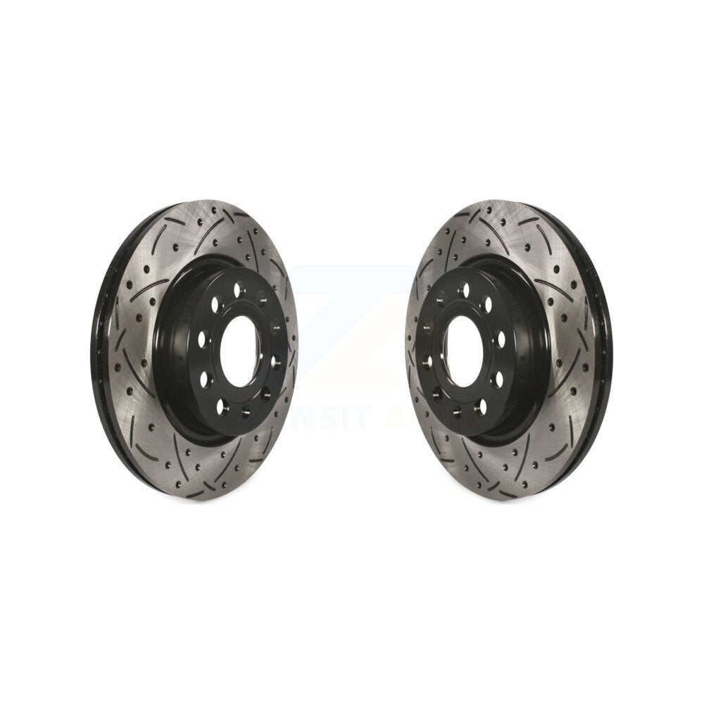 Drill Slot Disc Brake Rotors Front Pair For Volkswagen Jetta GTI Audi A3 Quattro