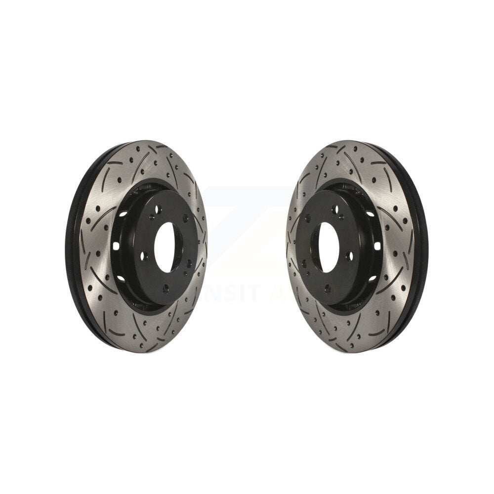 Coated Drilled Slotted Disc Brake Rotors Front Pair For Mitsubishi Lancer