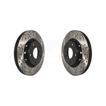 Coated Drilled Slotted Disc Brake Rotors Front Pair For Mitsubishi Lancer