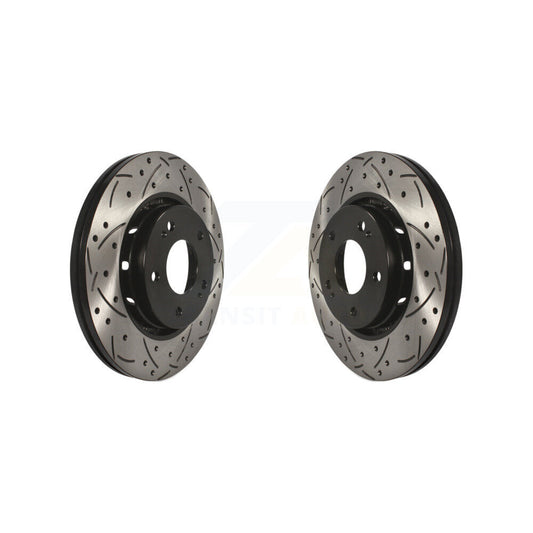 Coated Drilled Slotted Disc Brake Rotors Front Pair For Mitsubishi Lancer
