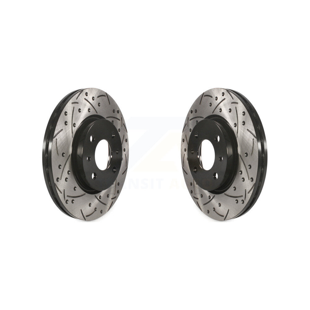 Coated Drilled Slotted Disc Brake Rotors Front Pair For Fiat 500