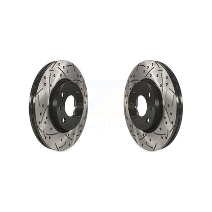 Coated Drilled Slotted Disc Brake Rotors Front Pair For Fiat 500