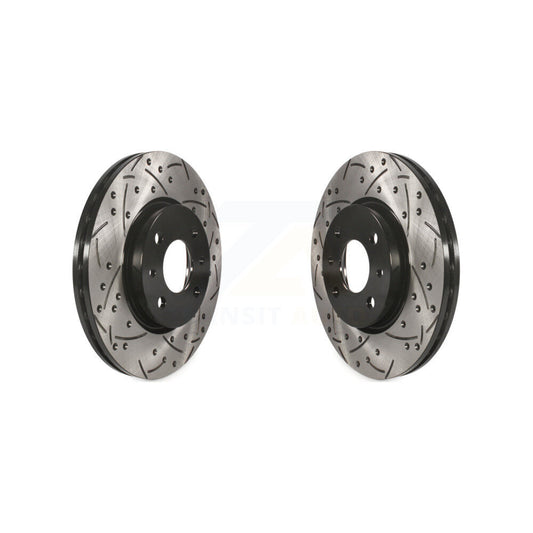 Coated Drilled Slotted Disc Brake Rotors Front Pair For Fiat 500